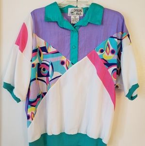 Vintage Casual Isle 80s short sleeve windbreaker shirt plus 1X